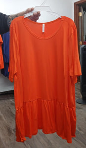 Sold Bright Orange Ruffle Bottom Shirt Top