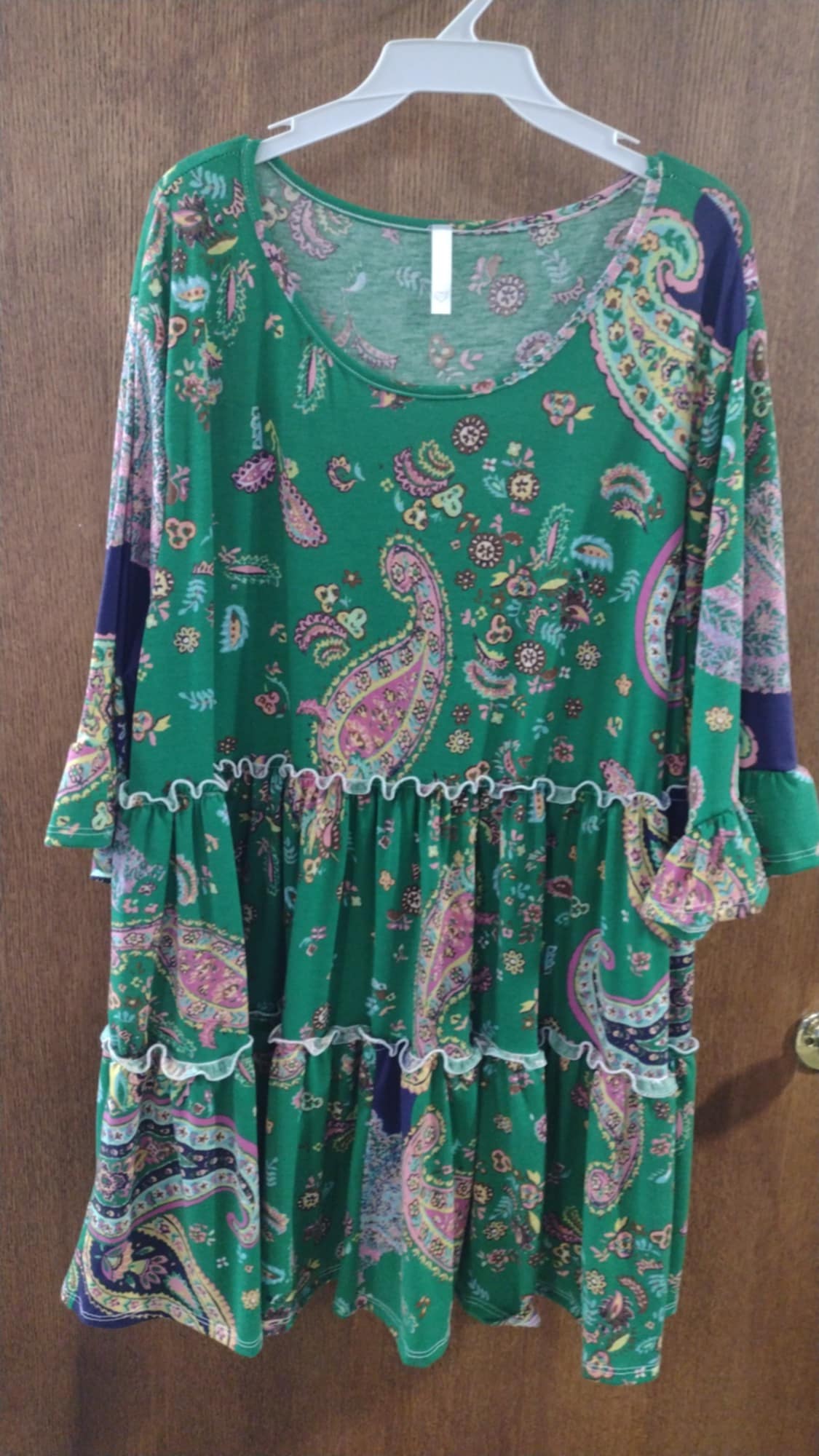 Gorgeous Green Pink Paisley Tier Shirt Top