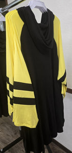 Black & Yellow Heart Hoodie Hooded Shirt Top