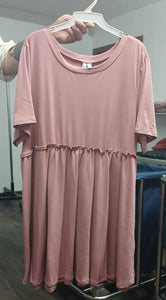 Dusty Pink Shirred Middle Shirt Top Tunic