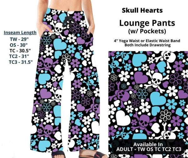 Skull Hearts Black Blue Purple Lounge Pant