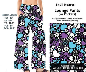 Skull Hearts Black Blue Purple Lounge Pant