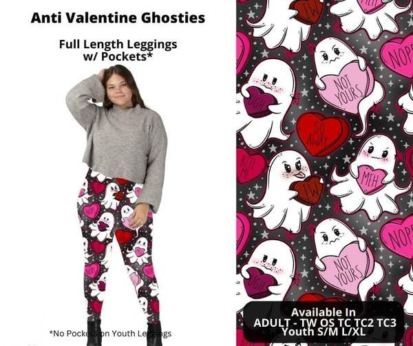 Anti Valentine Ghosties Full Length Leggings w/ Pockets