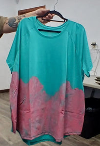 Teal Pink Shirt Top