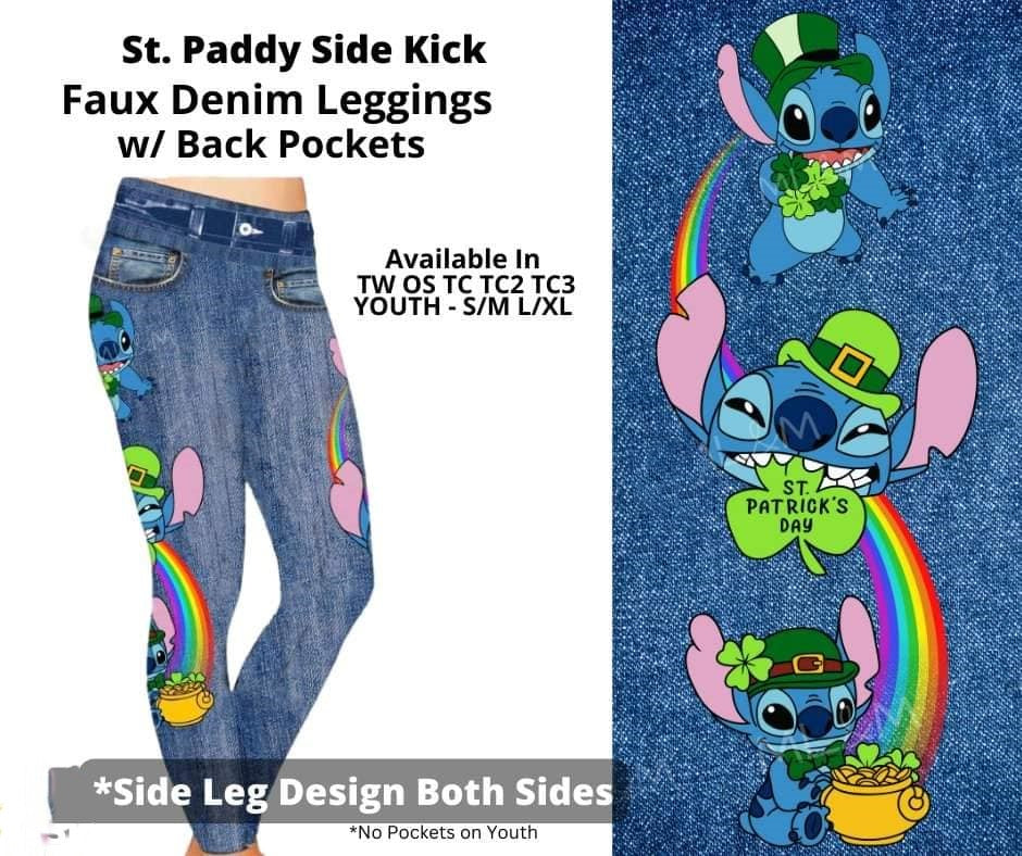 St. Paddy's Side Kick Lilo Full Length Faux Denim Legging