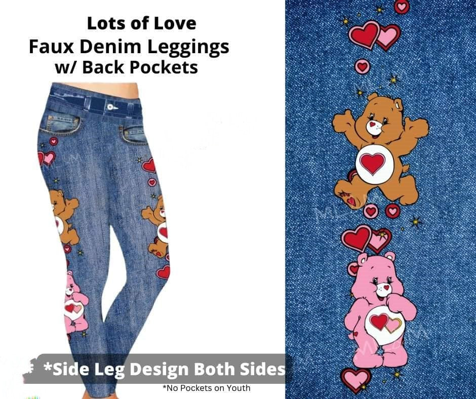 Faux Denim Lots of Love Care Bear Full Length Legging Leggings