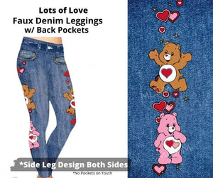 Faux Denim Lots of Love Care Bear Full Length Legging Leggings
