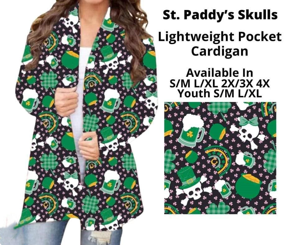 St. Paddy's Patrick Day Green Skull Gold Cardigan