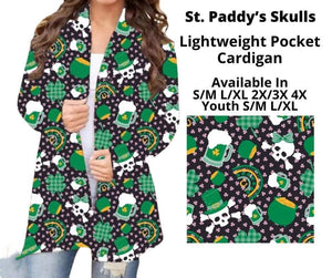 St. Paddy's Patrick Day Green Skull Gold Cardigan