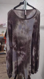 Gray Purple Bluey Tie Dye Shirt Top Tunic