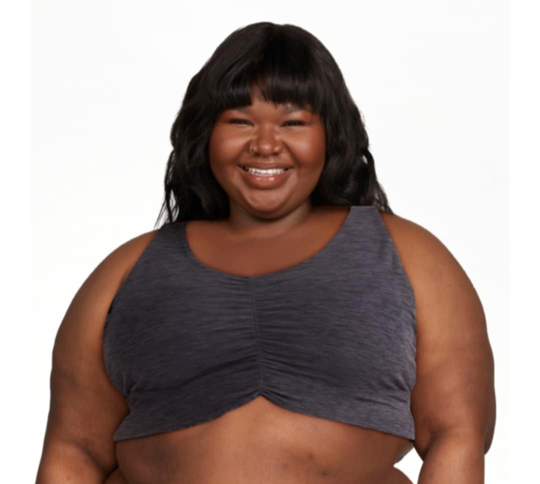 Gray Rouched Front Sports Bra
