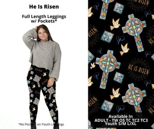 Black He Is Risen Full Length Leggings
