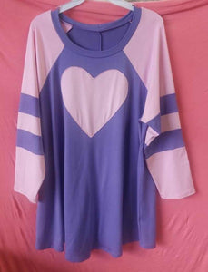 PSFU Purple Pink Heart <3 Shirt Tunic Top