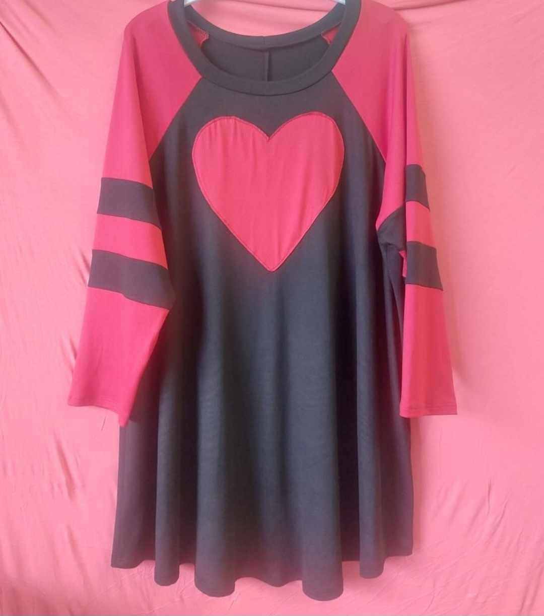 PSFU Black Red Heart <3 Shirt Tunic Top