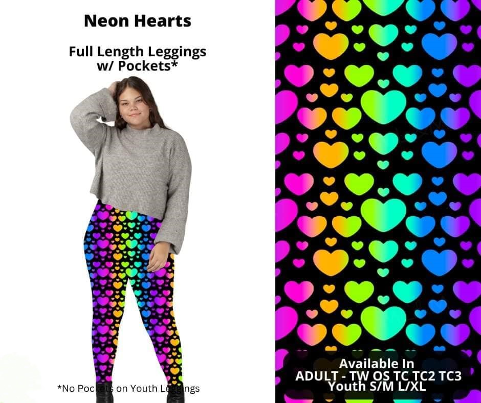 Rainbow Neon Hearts Heart Full Length Legging Leggings