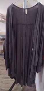 Open Front Gray Grey Cardigan w Bell Sleeve