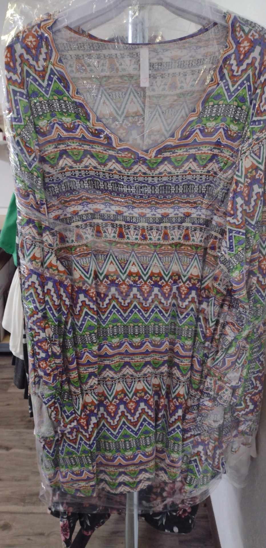 Orange Green Blue Multi Print Shirt Top Tunic