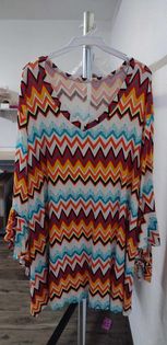 Orange Teal Chevron Shirt Top Tunic