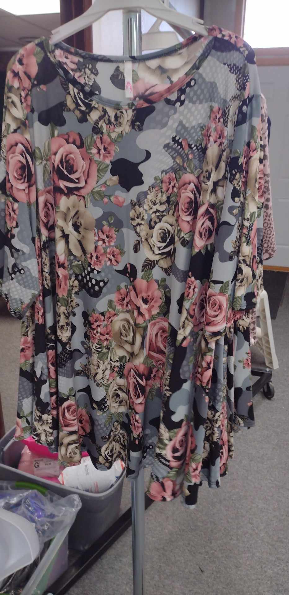 Gray Camo Floral Shirt Top