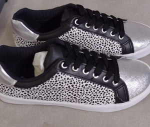 Silver Toed Leopard Sneakers Shoes