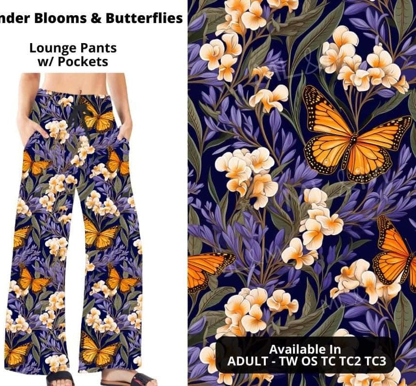 Lavender Bloom & Butterflies Butterfly Lounge Pants