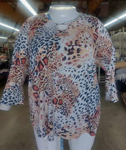 PSFU Leopard Keyhole Neck Shirt Top