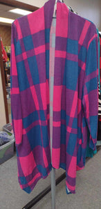 Blue Pink Plaid Cardigan