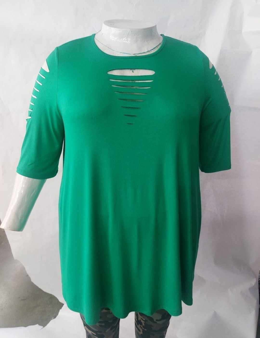 PSFU Green Shredded Shirt Top