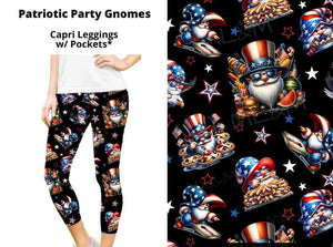 Patriotic Cute USA 4th of July Party Gnome Capri Capris