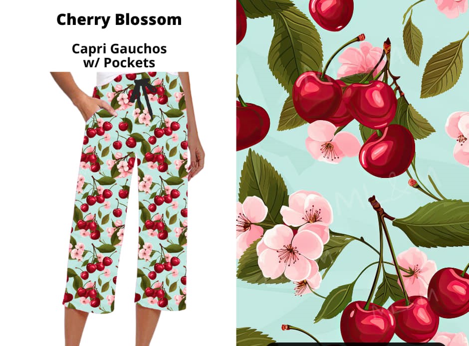 Cherry Blossom Gaucho Capri Capris