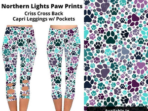 Northern Lights Paw Print X Back Capris Capri