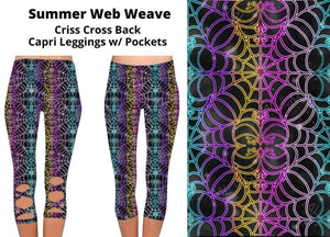 Summer Web Weave Criss Cross Back Capri Capris w Pockets
