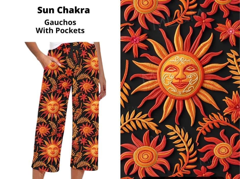 Sun Chakra Capri Gaucho Gauchos w Pockets