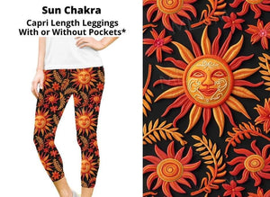 Sun Chakara Beautiful Black Orange Celestial Capris Capri