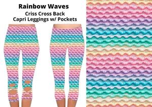 Rainbow Waves Criss Cross Back Capri Capris