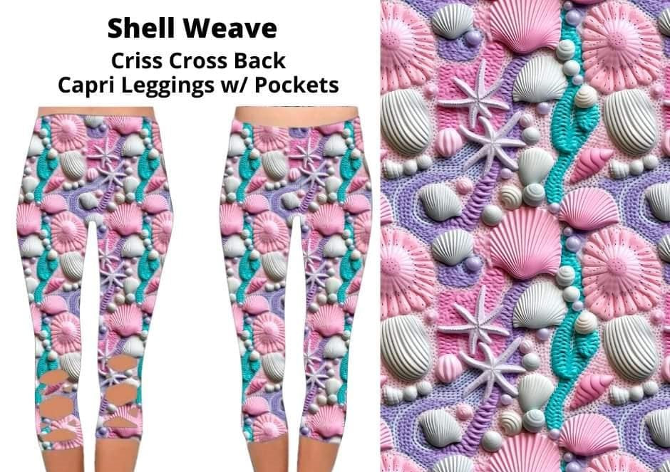 Beautiful Sea Shell Weave Criss Cross Back Capris Capri