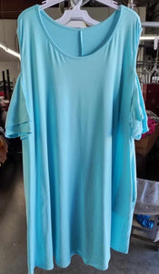 PSFU Turquoise Blue Cold Shoulder Top Shirt Tunic
