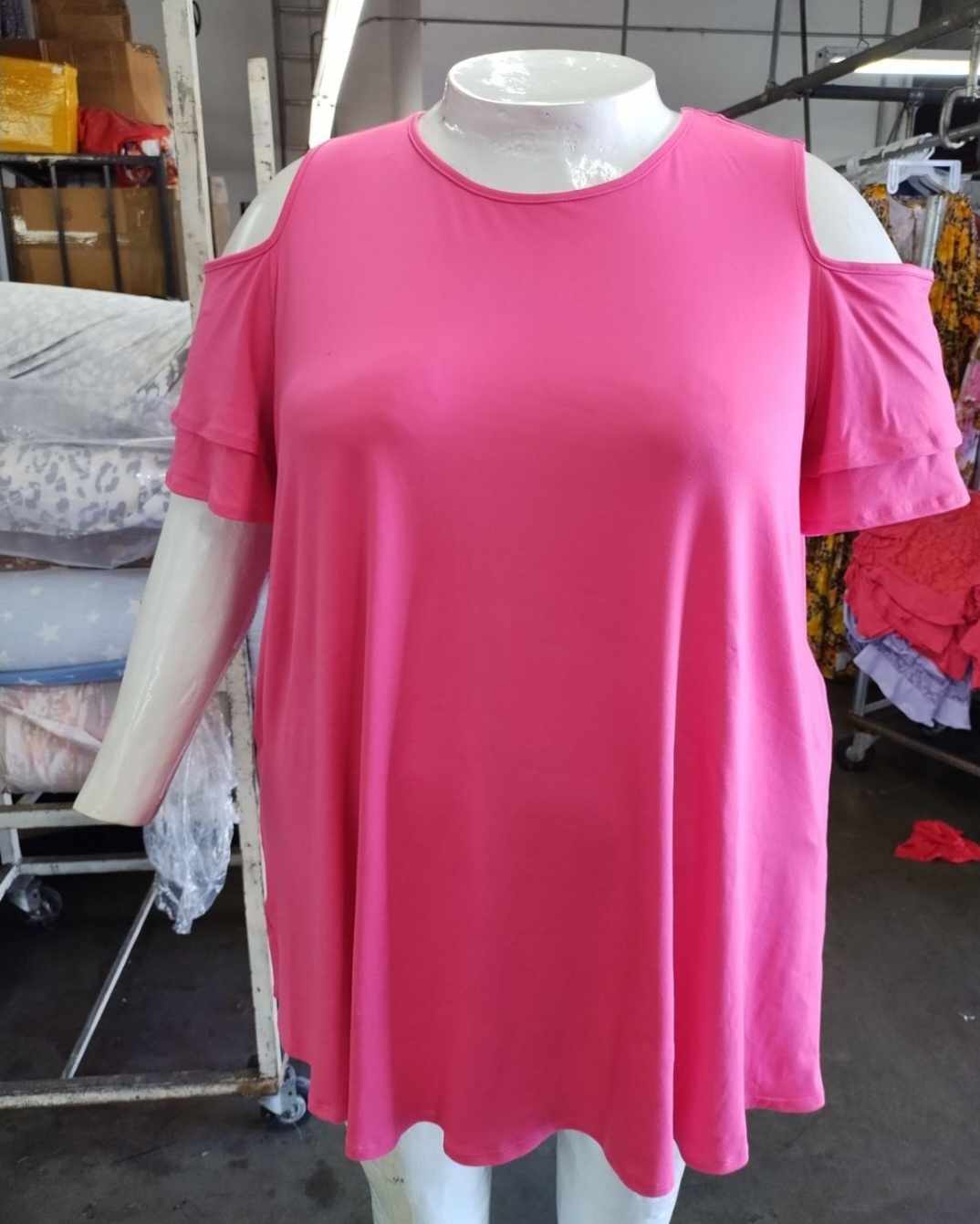 PSFU Pink Cold Shoulder Tunic Shirt Top