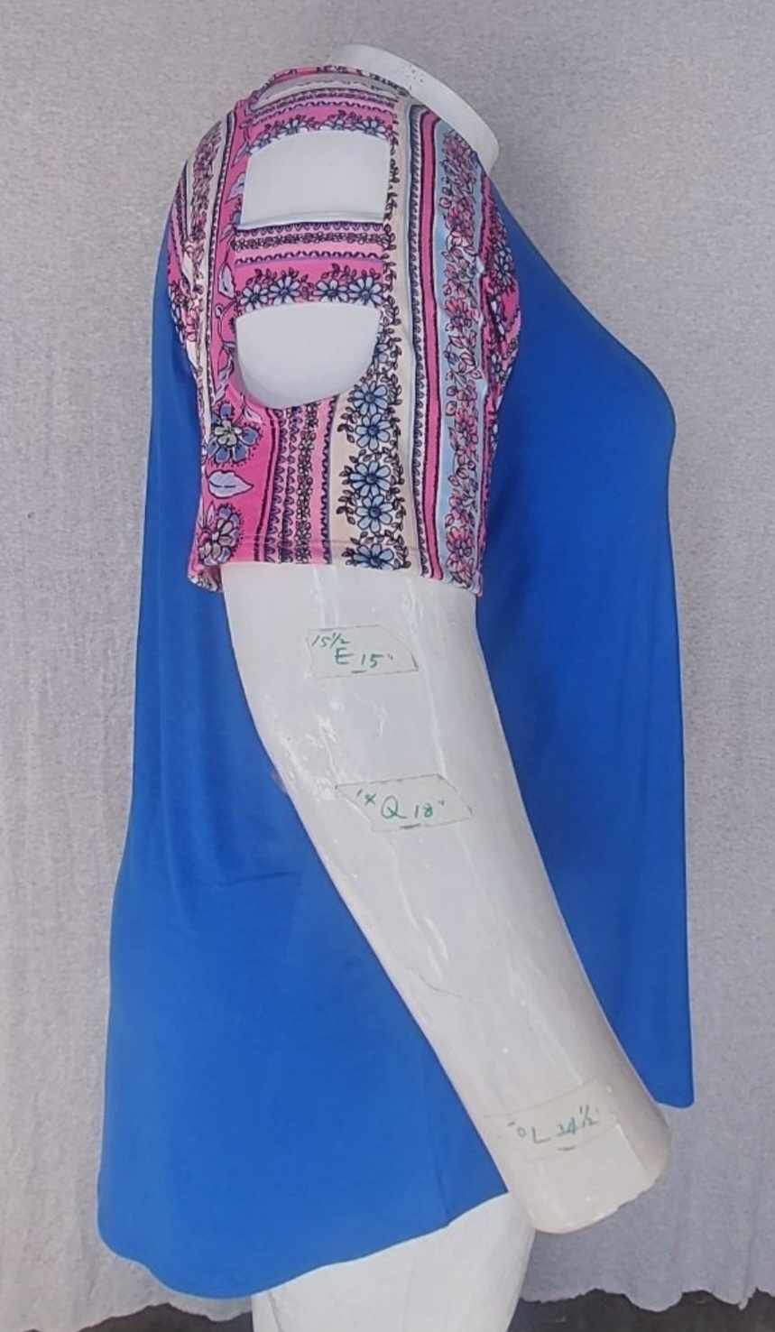 PSFU Blue Pink Ladder Sleeve Shirt Top