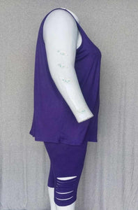 PSFU 2pc Purple Shred Outfit Tank Top and Matching Capris