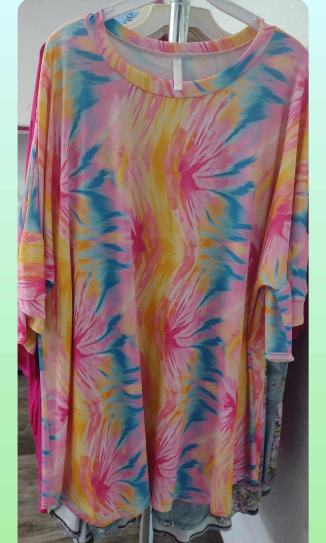 Pink Blue Yellow Tie Dye Shirt Top