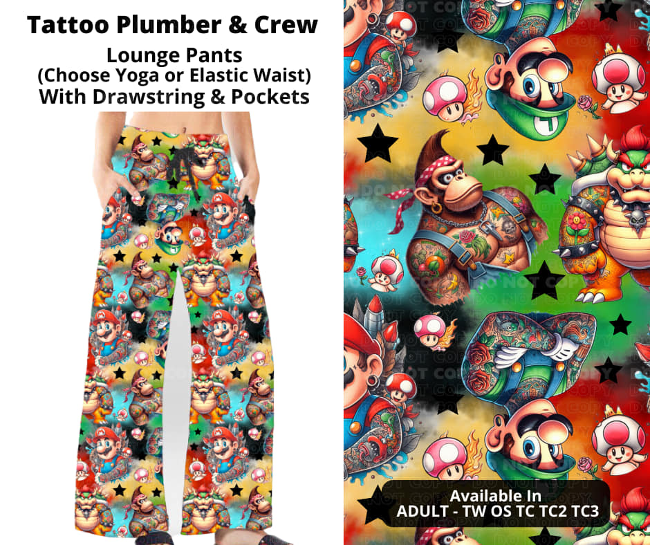 Tatted Mario Bowser Donkey Lounge Pant Pants w Pockets