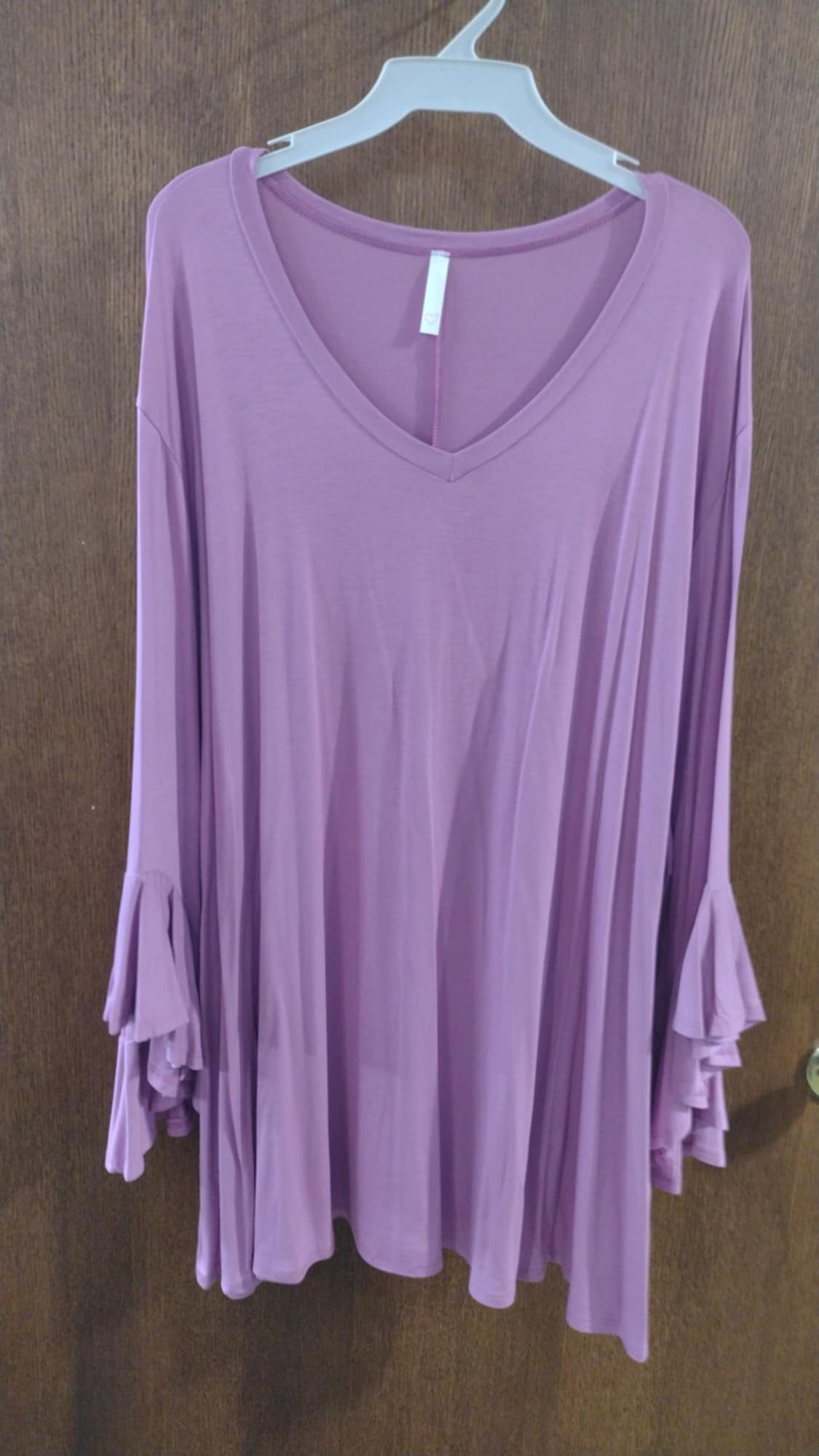 Solid Purple Shirt Top Ruffle Sleeves