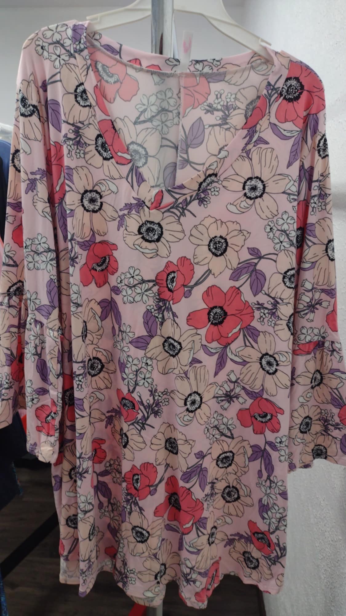 Light Pink Bright Pink Purple Floral Shirt Top