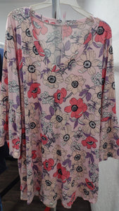 Light Pink Bright Pink Purple Floral Shirt Top