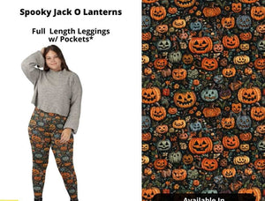 Spooky Embroidered Jack O Lantern Legging Leggings w Pockets