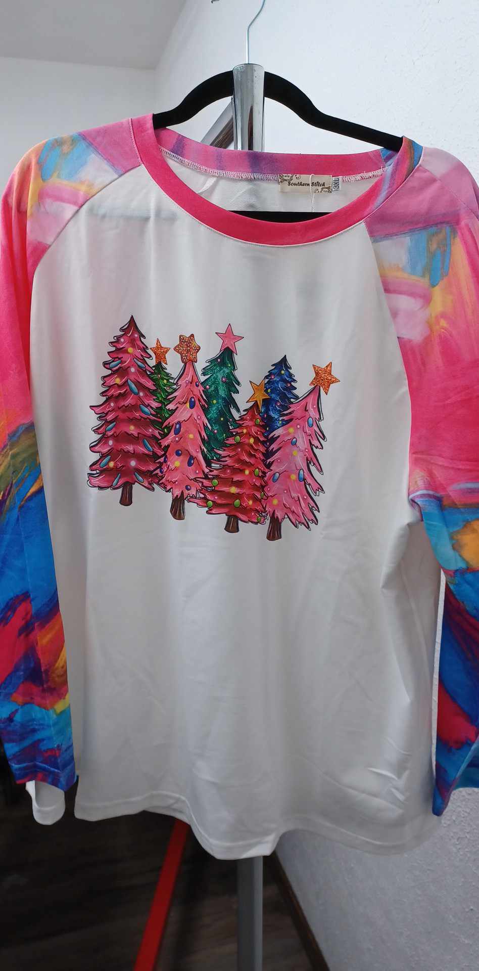 Tie Dye Christmas Tree Shirt Top
