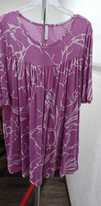 Purple White Shirred Shirt Top