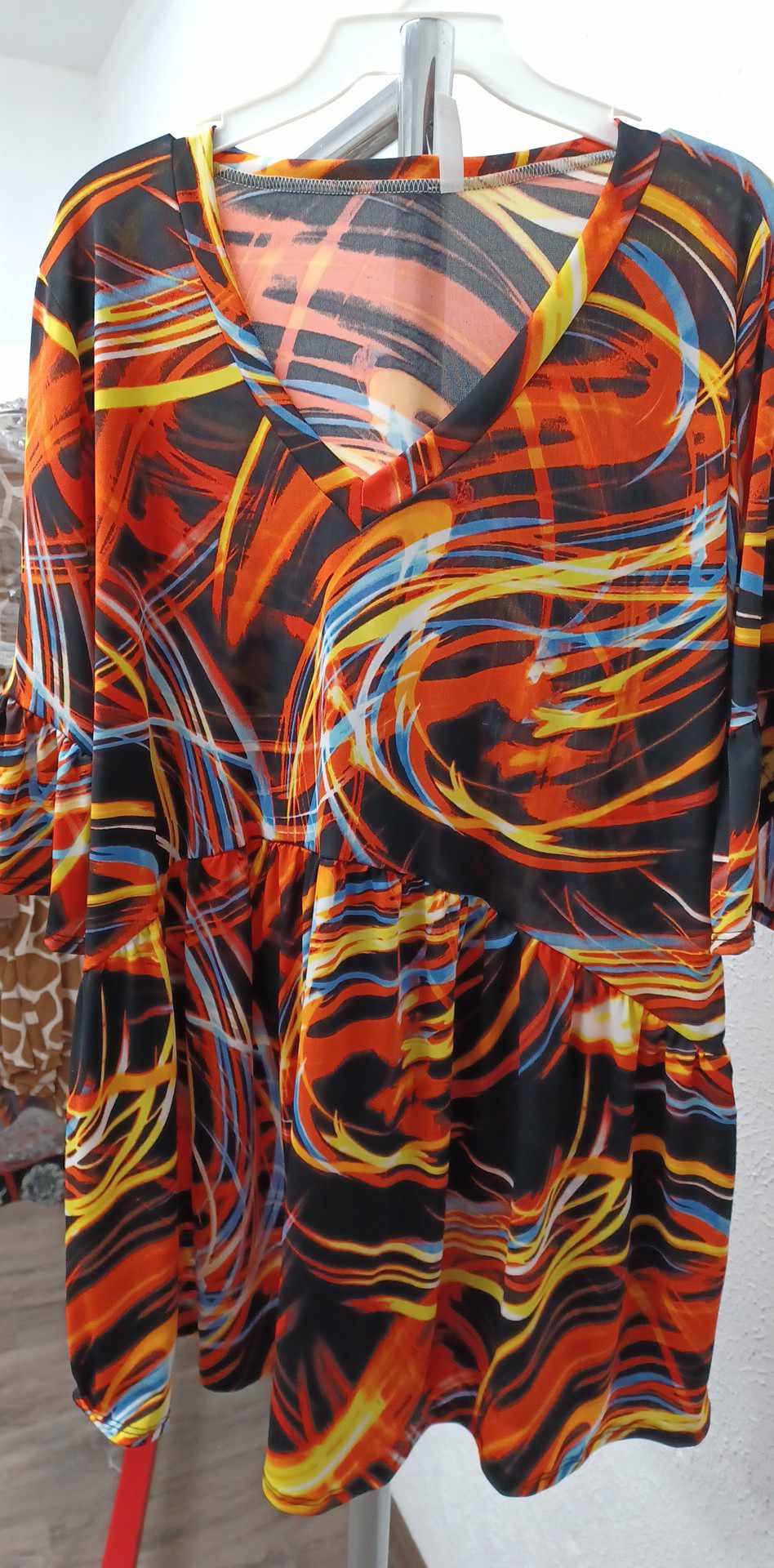Black Red Blue Yellow Swirl Shirt Top