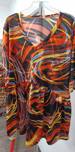 Black Red Blue Yellow Swirl Shirt Top